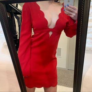 A.L.C. Red scalloped long sleeve dress